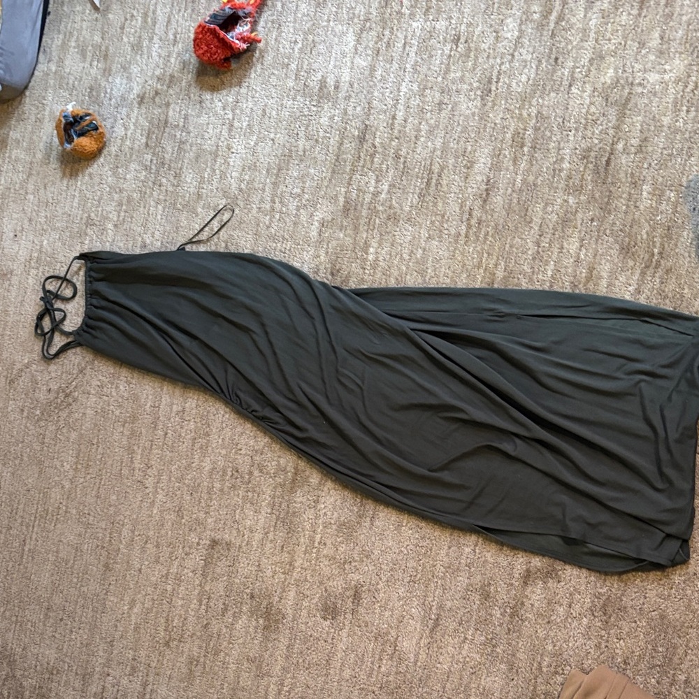 Elegant olive green Maxi Dress